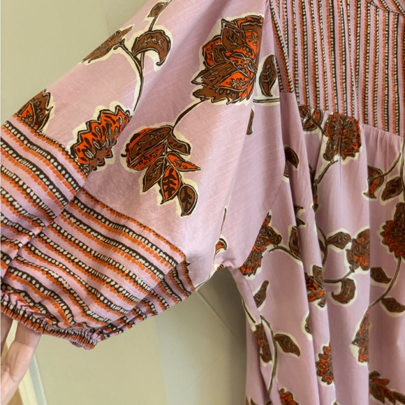 Knox Rose Pink Floral Dress Puff Sleeve with Tassel Detail - Picture 4 of 9